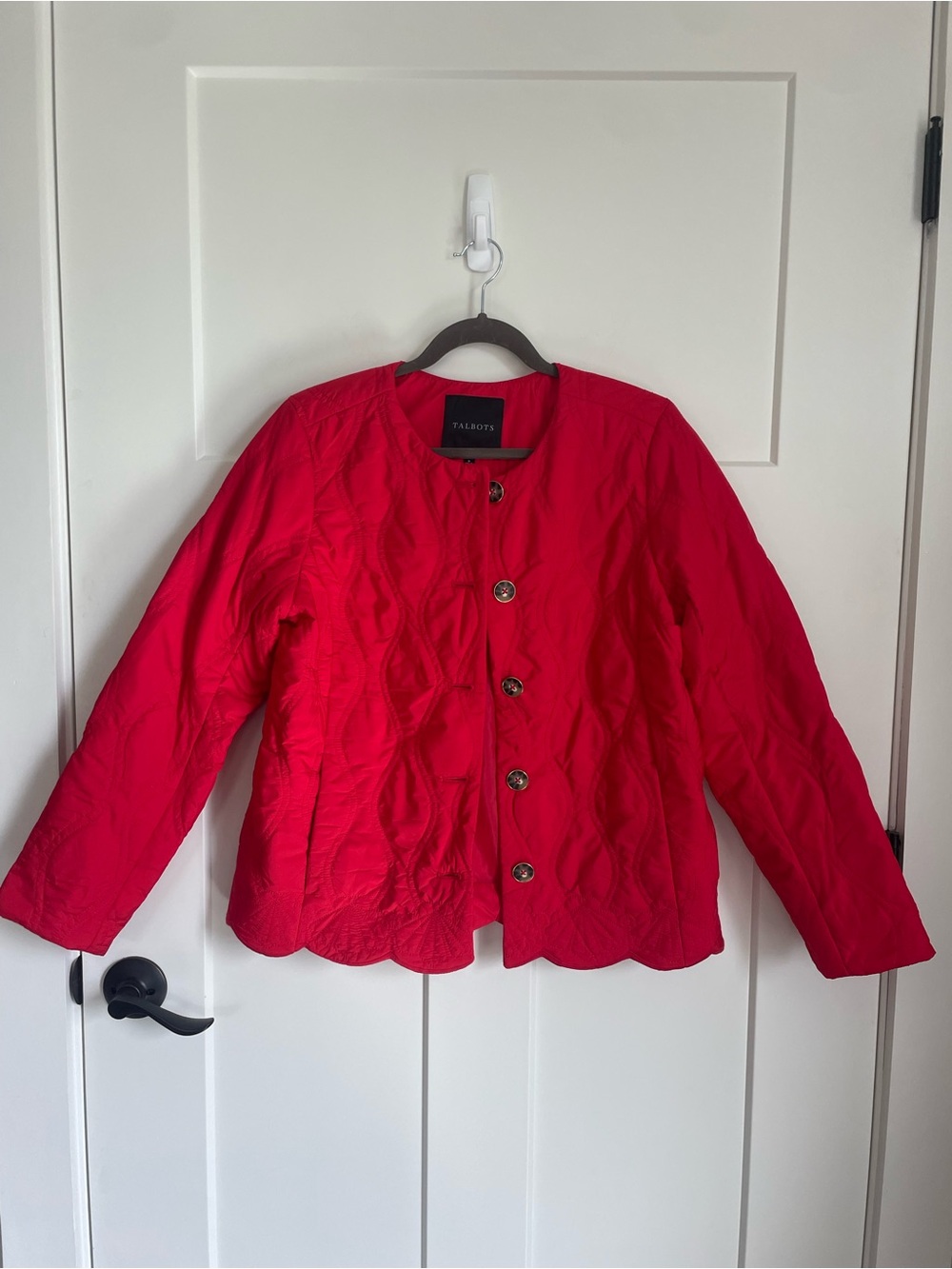 Talbots Scalloped Hem Quilted Collarless Button Jacket - Size M